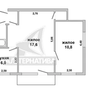 2-комнатная квартира,  г. Брест,  ул. Гоголя,  1959 г.п. w181008