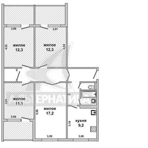 Три комнаты в четырехкомнатной квартире (3 / 4 доля),   Брест. w182131