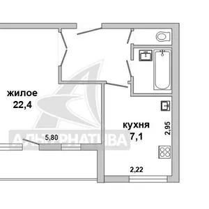 1-комнатная квартира,  г. Брест,  ул. Карбышева,  1982 г.п. w183362