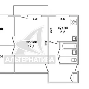 3-комнатная квартира,  г. Брест,  ул. Янки Купалы,  1968 г.п. w183136