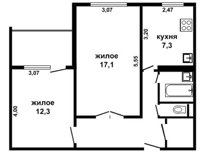 Двухкомнатная квартира