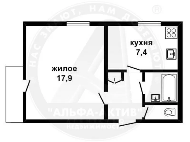 1-комн. квартира,  Брест,  Космонавтов бул-р,  1984 г.п. s140233 2