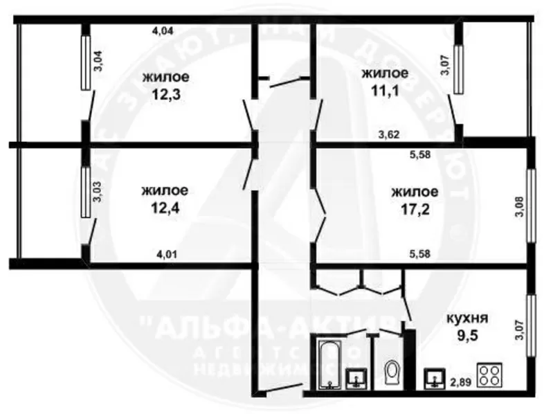 4-комн. квартира,  Брест,  Пионерская ул.,  1976 г.п.,  1/9 панел. s132657 2