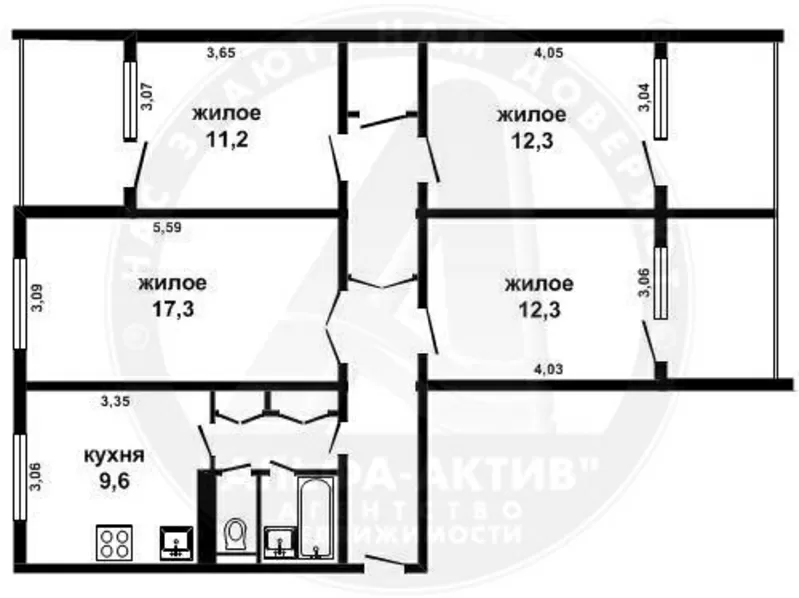 4-комн. квартира,  Брест,  Пионерская,  4/9 панел,  89, 3/53, 1/9, 6. s111765 2