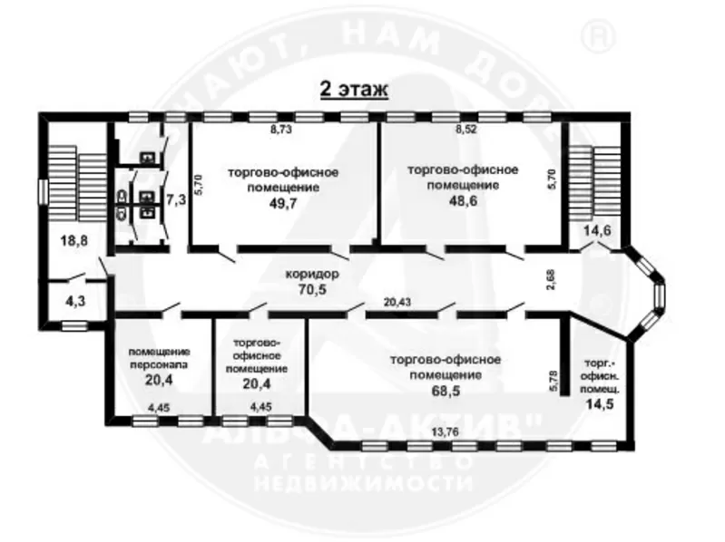 Административные помещения в аренду,  Брест,  19, 6+48, 6+67, 9 м2. 140022 2