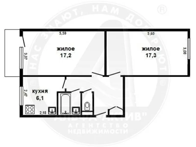 2-комн. квартира,  Брест,  Бр. Дивизий ул.,  1966 г.п. s150210 2