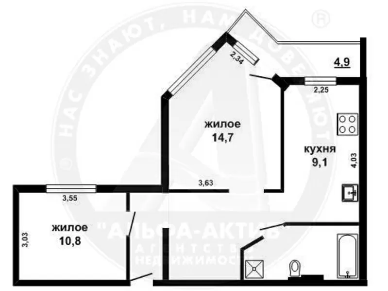 2-комн. квартира,  Брест,  Воровского ул.,  2008 г.п.,  7/9 кирп. s140343 2