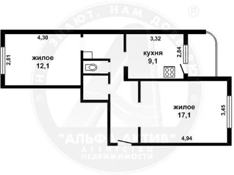 2-комн. квартира,  Брест,  Полевая ул.,  2005 г.п.,  2/8 панел. s101218 9