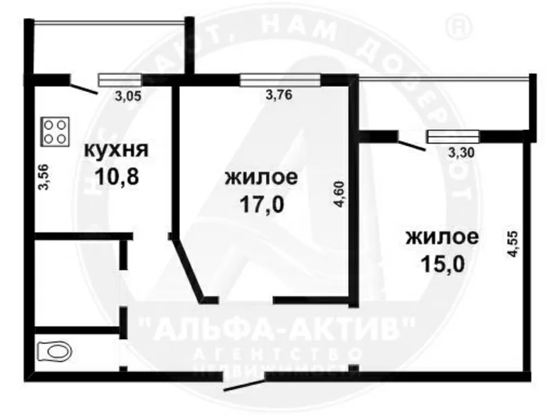 2-комн. квартира,  Брест,  Рокоссовского ул.,  2012 г.п. s141300 2