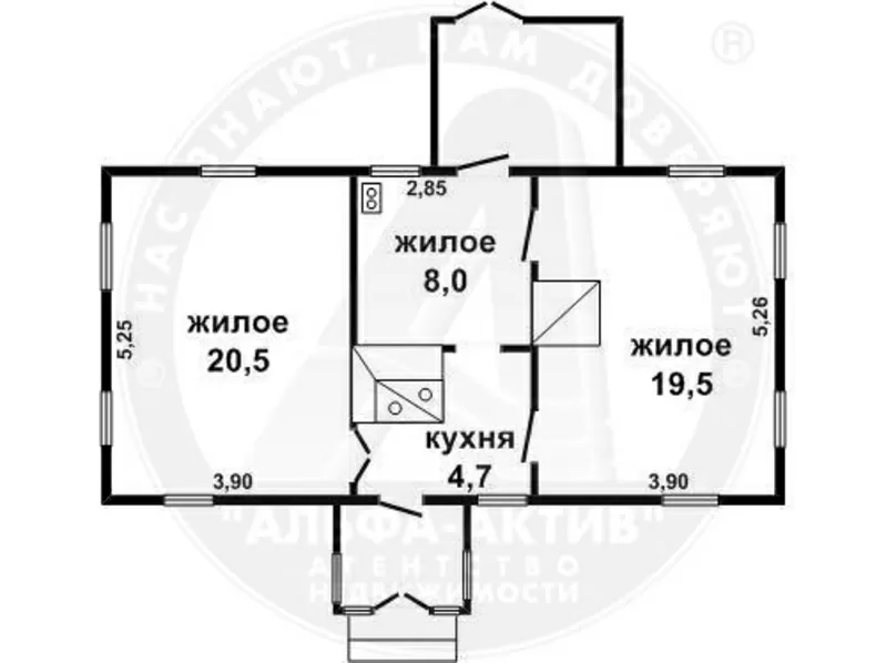 Жилой дом. Брестский р-н. Брус / шифер.1 этаж. Общ.-52.7 кв.м. d140183 2