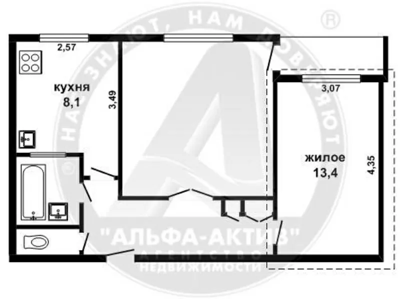 2-комнатная квартира,  д. Черни,  51/36/8. Обычное состояние. R888877