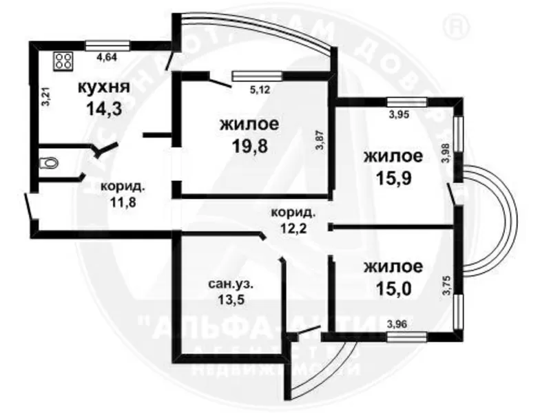 3-комн. квартира,  Брест,  Высокая ул.,  2014 г.п. s141660 2