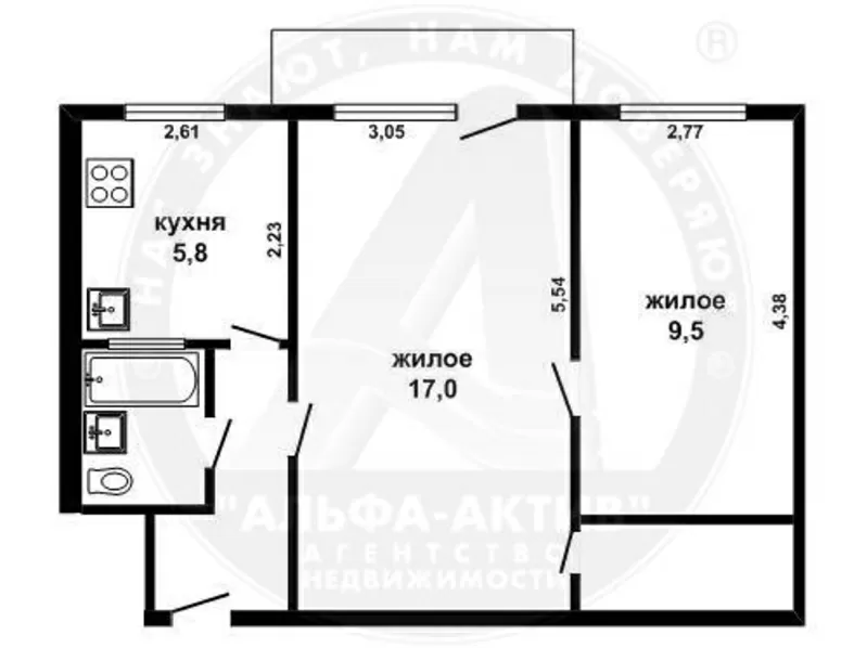 2-комн. квартира,  Брест,  17 Сентября ул.,  1964 г.п.,  3/4 кирп. s140407 7