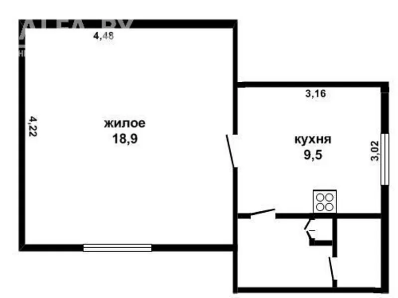 1-комн. квартира,  Жабинковский район,  пос.Ленинский. s122185