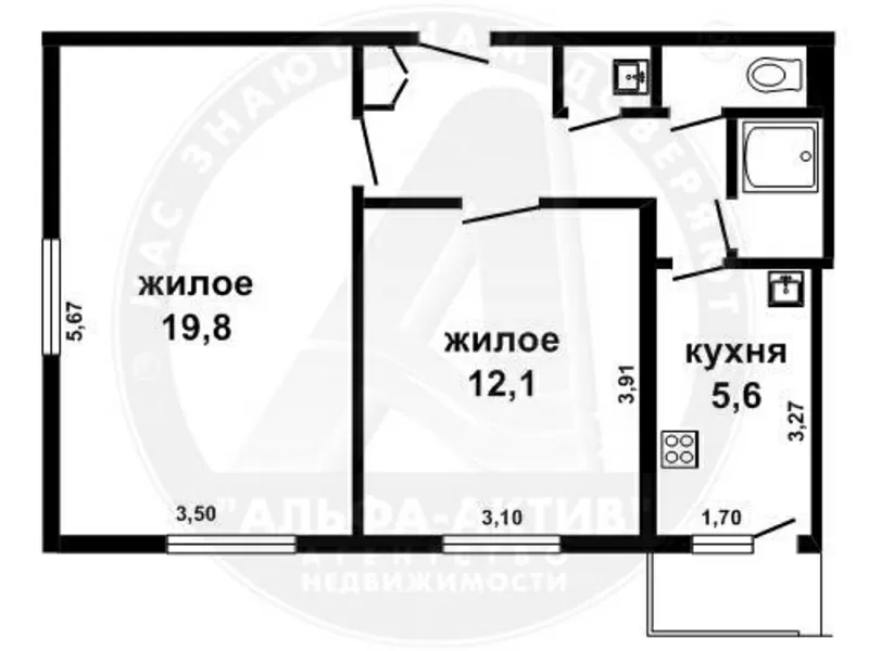 2-комн. квартира,  Кобрин,  700-летия Кобрина ул.,  1987 г.п. s150672 2