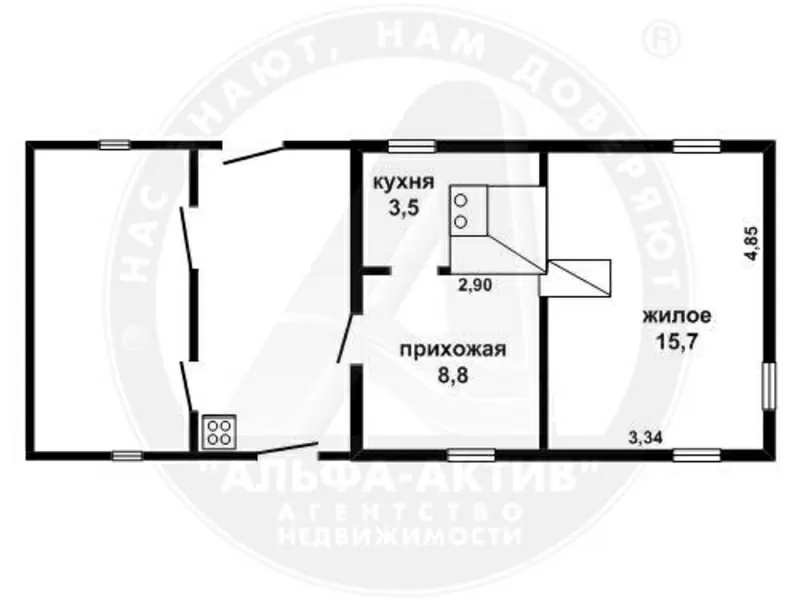 Жилой дом. Малоритский р-н. Брус / шифер. 1 этаж. d150638 5