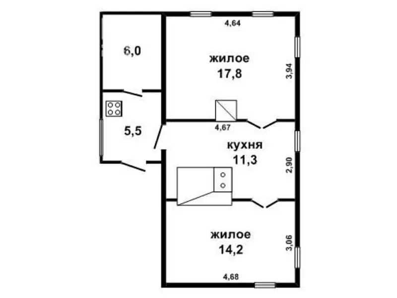 Жилой дом 1962 г.п. Жабинковский р-н. Брус / тёс / шифер. d150701