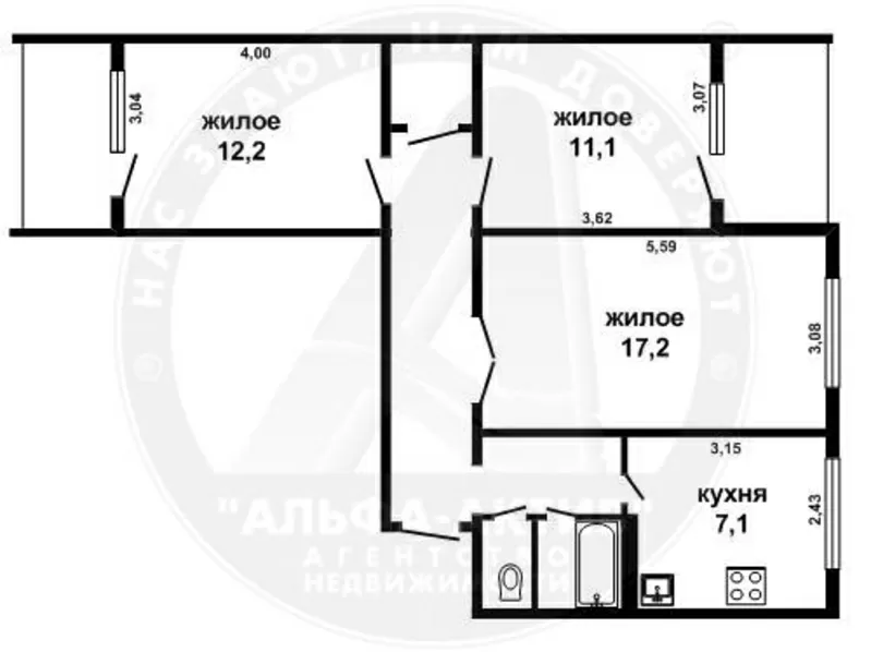 3-комн. квартира,  Брест,  Дубровская ул.,  1991 г.п.,  5/5 панел. s141039 4