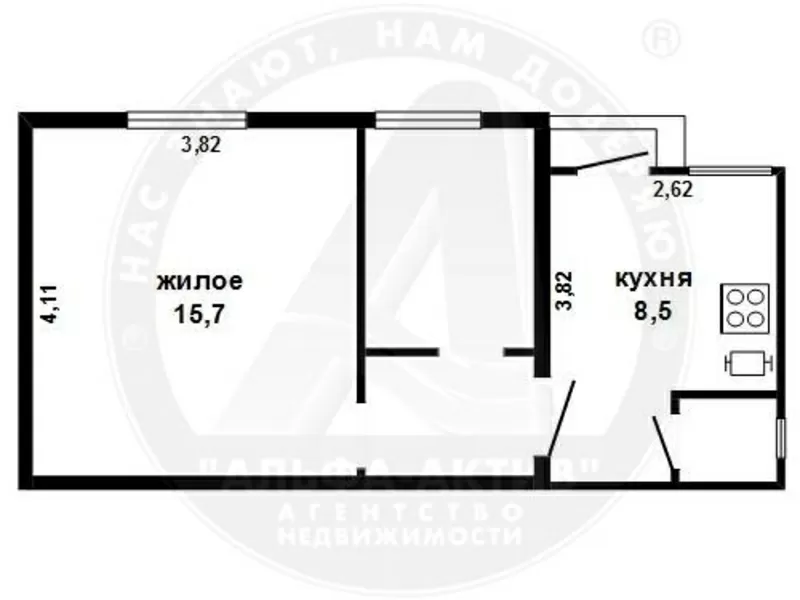 1-комн. квартира,  Брест,  Лт. Рябцева ул.,  1958 г.п.,  1/1 кирп. s151699 3