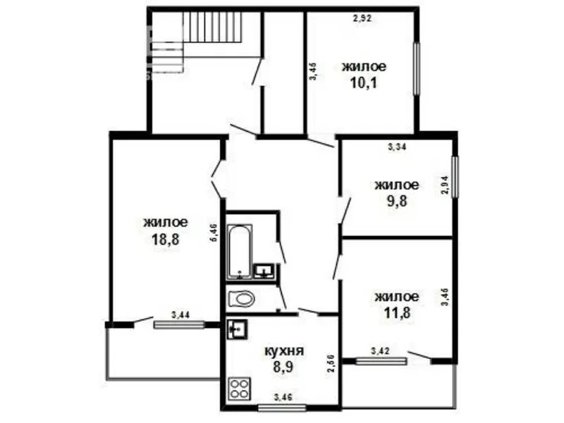 4-комн. квартира,  Брестский р-он,  д.Б.Мотыкалы,  Юбилейная ул. s150763