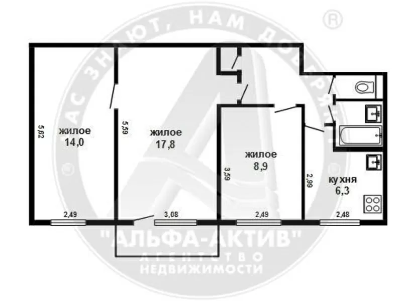 3-комн. квартира,  Брест,  Интернациональная ул.,  1966 г.п. s141702 11