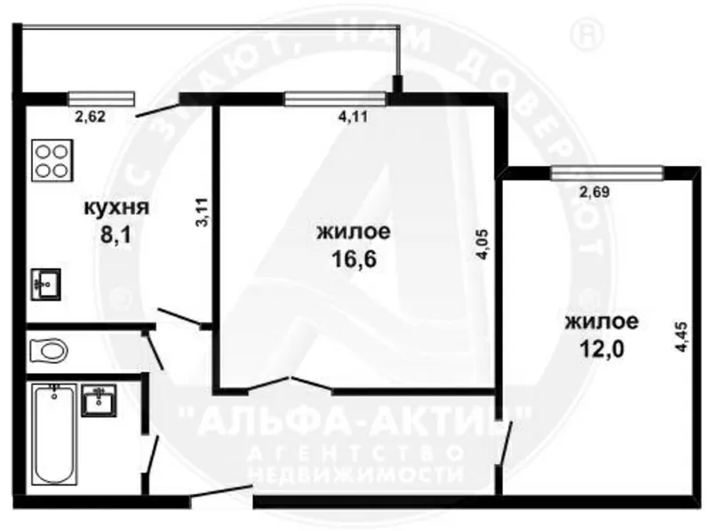 2-комн. квартира,  Брест,  Адамковская,  4/9 к.,  53, 3/28, 6/8, 1. s100616 9