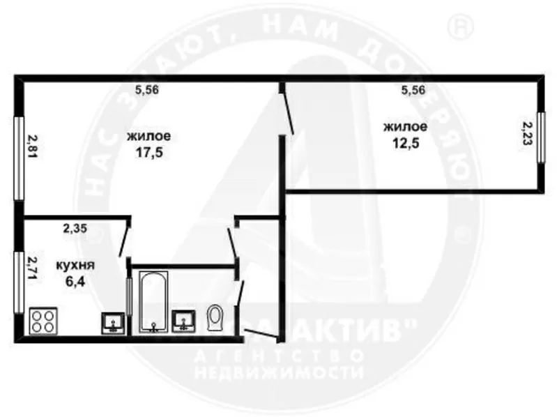 2-комн. квартира,  Брест,  Кирова ул.,  1959 г.п.,  1/4 кирп. s131737 5