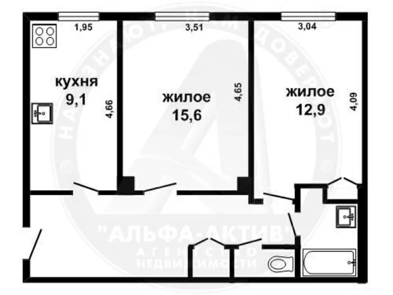 2-комн. квартира,  Брест,  Пушкинская ул.,  1955 г.п.,  1/3 кирп. s151580 6