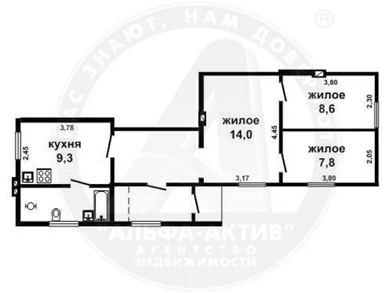 3-комн. квартира,  Брест,  Пушкинская ул.,  1938 г.п.,  1/1 дерев. s140860 13