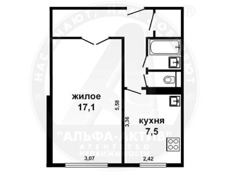 1-комн. квартира,  Брест,  Московская ул.,  1975 г.п.,  1/9 панел. s150895 2