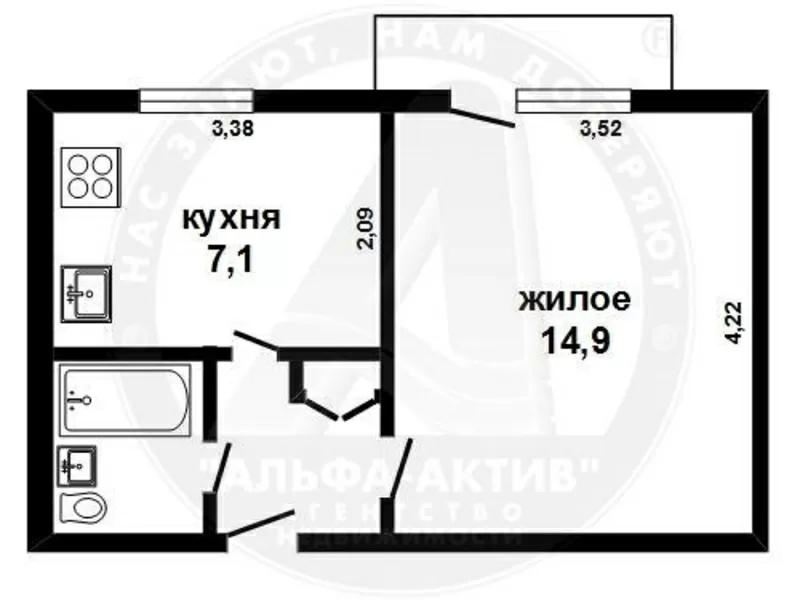 1-комн. квартира,  Брест,  Адамковская ул.,  1982 г.п.,  2/9 кирп. s150973 9