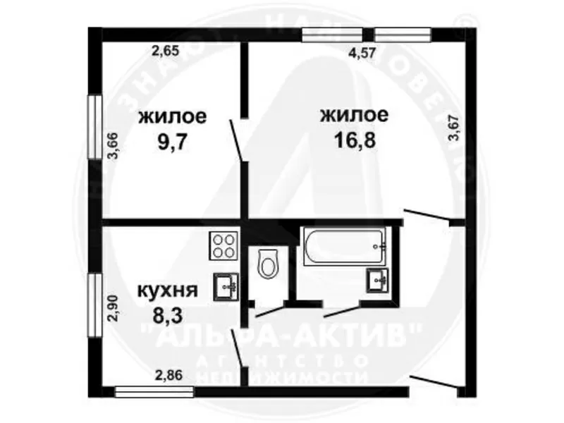 2-комн. квартира,  Брест,  Пушкинская,  1/3 кирп.,  46, 3/26, 5/8, 3. s150847 6