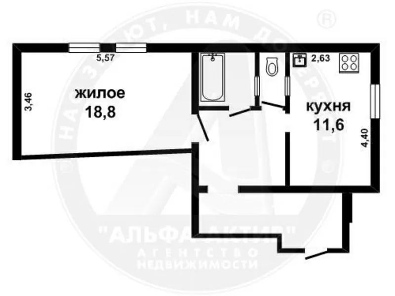 1-комн. квартира,  Брест,  Ленина ул.,  1958 г.п.,  1/4 кирп. s150205 4