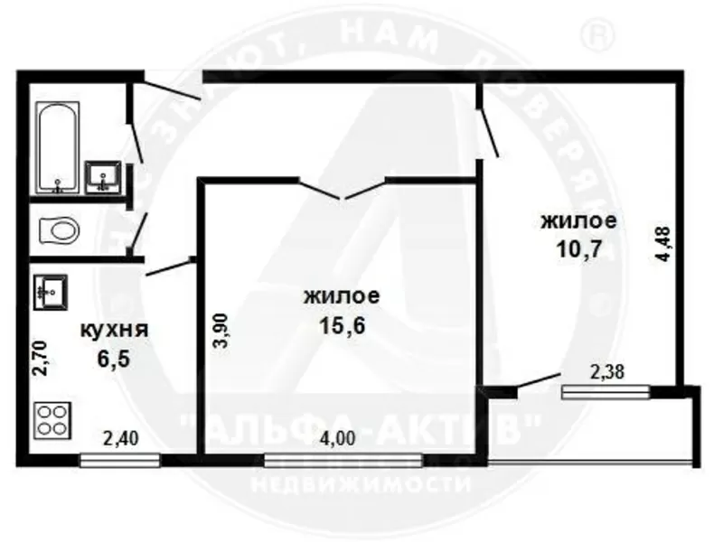 2-комн. квартира,  Брест,  Мошенского ул.,  1996 г.п.,  3/5 кирп. s151769 8