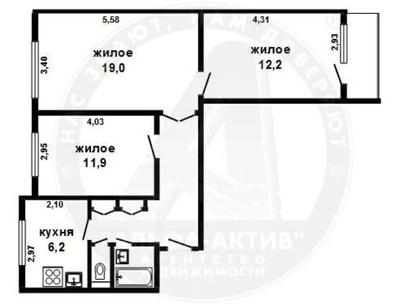 3-комн. квартира,  Брест,  Московская ул.,  1972 г.п.,  9/9 кирп. s151039 8