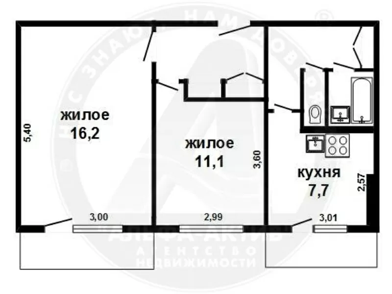 2-комн. квартира,  Брест,  Лт. Рябцева ул.,  1967 г.п. s151910 6