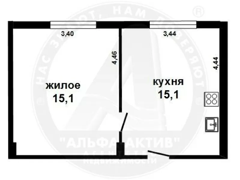 1-комн. квартира,  Брест,  Карасева,  1/2 кирп.,  30, 2/15, 1/15, 1. s150559 7