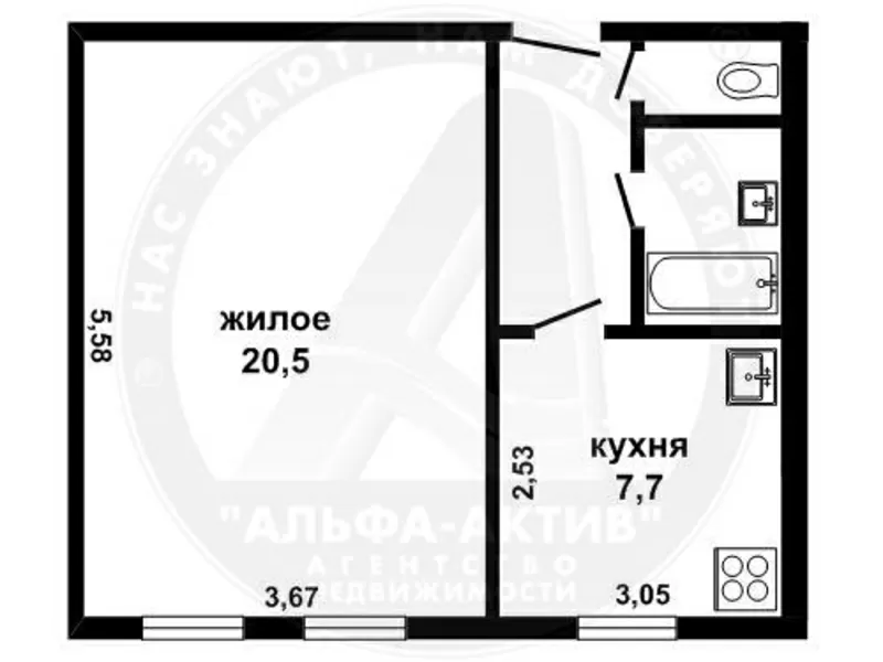 1-комн. квартира,  Брест,  Мицкевича ул.,  1961 г.п.,  2/4 кирп. s151966 7