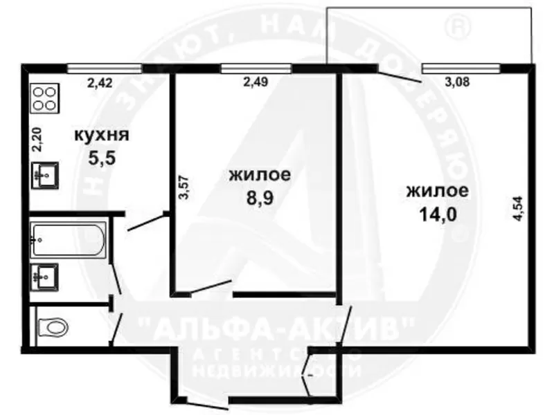 2-комн. квартира,  Брест,  Московская ул.,  1970 г.п.,  5/5 панел. s151244 7