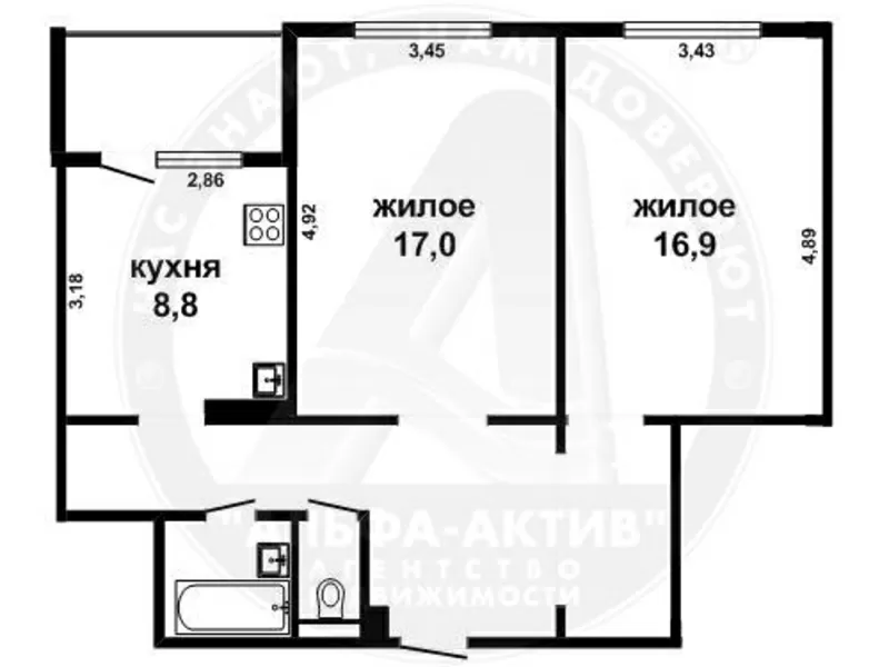 2-комн. квартира,  Брест,  Полевая ул.,  2009 г.п.,  1/9 панел. s150682 2