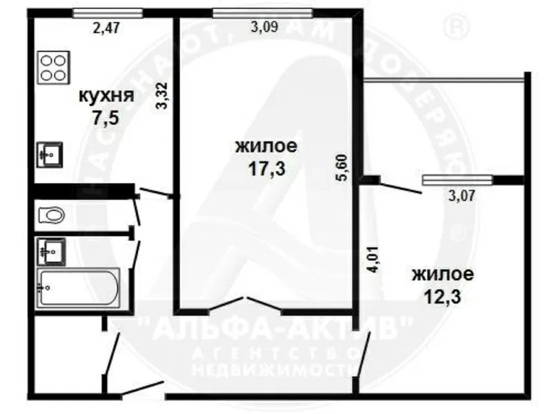 2-комн. квартира,  Брест,  Адамковская,  52, 1/29, 6/7, 5,  лоджия. s151103 10