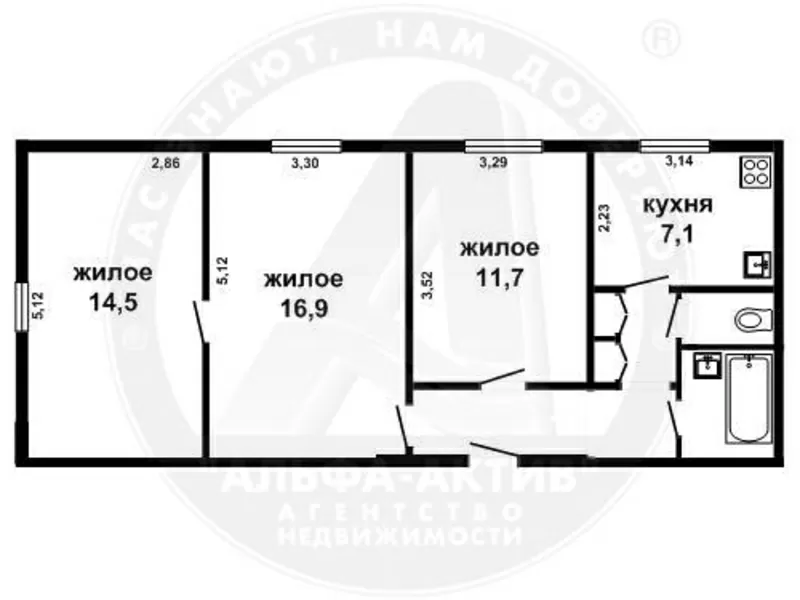 3-комн. квартира,  Брест,  Куйбышева ул.,  1953 г.п.,  2/5 кирп. s151931 8