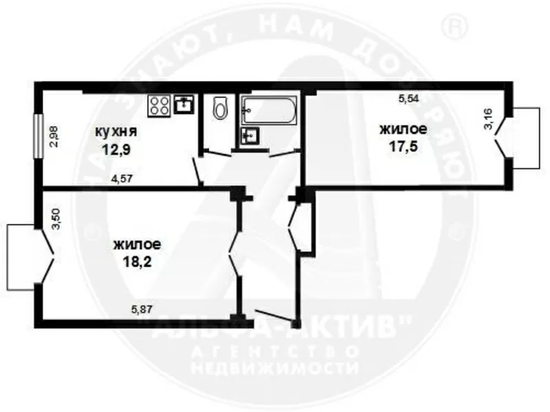 2-комн. квартира,  Брест,  Ленина,  3/3 кирп,  63, 7/35, 7/12, 9. s151556 5