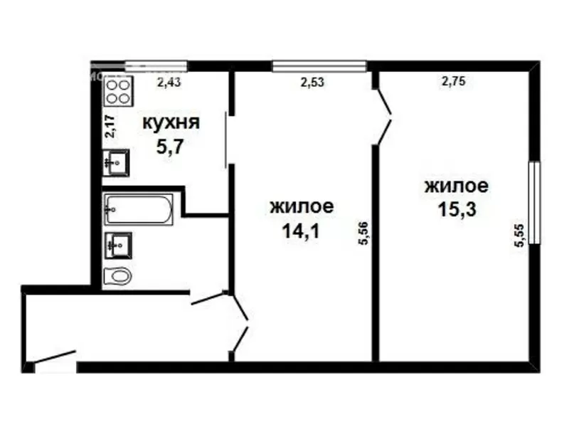 2-комн. квартира,  Каменецкий р-он,  д.Дворцы,  Лесная ул. s150928