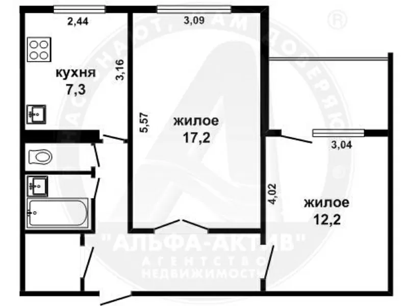 2-комн. квартира,  Брест,  Октябр. Революции ул.,  1991 г.п. s151200 6