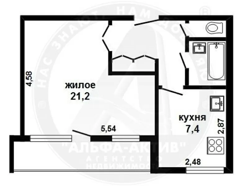 1-комн. квартира,  Брест,  Космонавтов бульвар,  1981 г.п. s150685 2