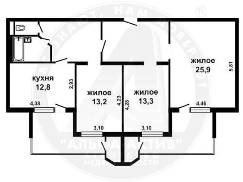 3-комн. квартира,  Брест,  Мошенского ул.,  2/5 кирп. s150417 5