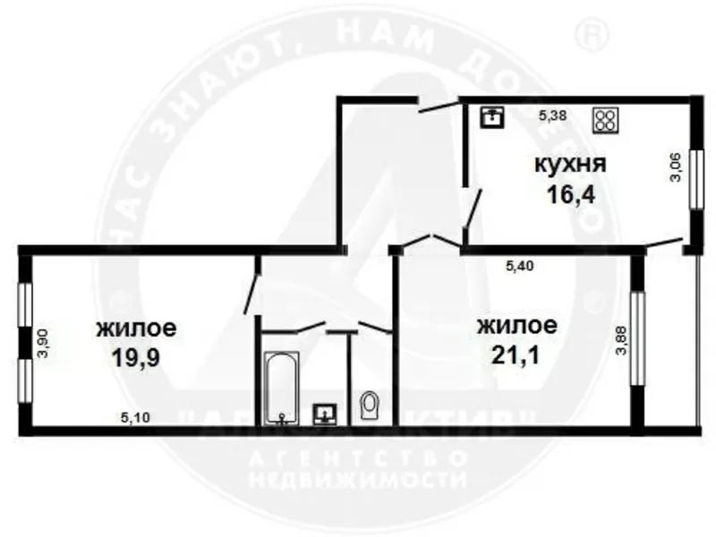 2-комн. квартира,  Брест,  Краснознаменная ул.,  2001 г.п. s150766 2