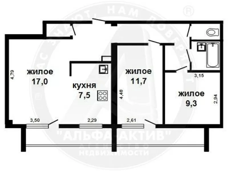 3-комн. квартира,  Брест,  Волгоградская ул.,  1988 г.п. s152045 13