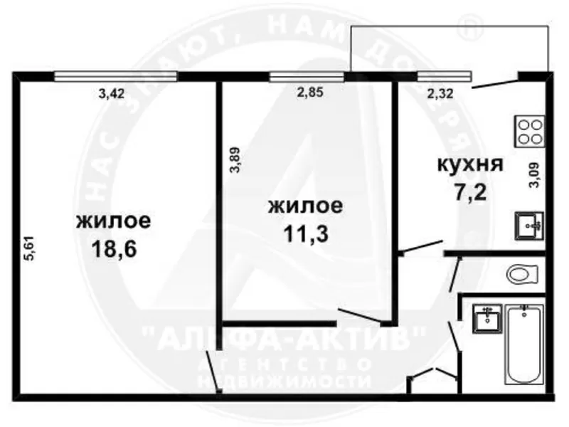 2-комн. квартира,  Брест,  Московская ул.,  1971 г.п.,  8/9 кирп. s152138 2